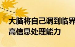 大脑将自己调到临界状态 从而最大限度地提高信息处理能力