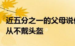 近五分之一的父母说他们的孩子在骑自行车时从不戴头盔