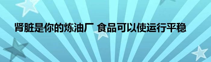 肾脏是你的炼油厂 食品可以使运行平稳