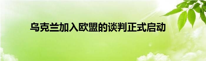 乌克兰加入欧盟的谈判正式启动