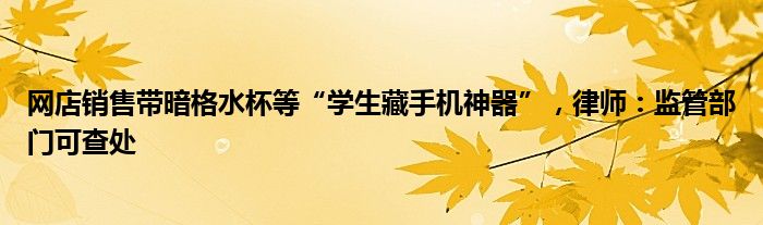 网店销售带暗格水杯等“学生藏手机神器”，律师：监管部门可查处