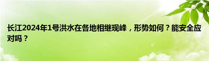 长江2024年1号洪水在各地相继现峰，形势如何？能安全应对吗？