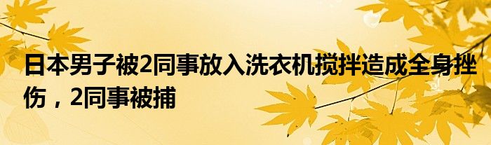 日本男子被2同事放入洗衣机搅拌造成全身挫伤，2同事被捕