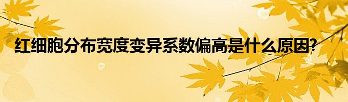 红细胞分布宽度变异系数偏高是什么原因?