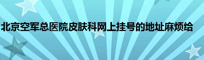 北京空军总医院皮肤科网上挂号的地址麻烦给