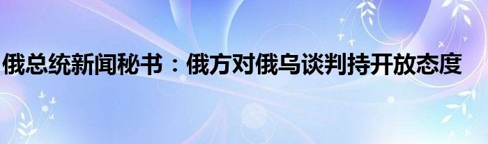 俄总统新闻秘书：俄方对俄乌谈判持开放态度