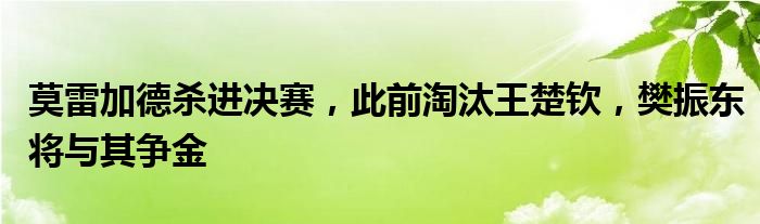 莫雷加德杀进决赛，此前淘汰王楚钦，樊振东将与其争金