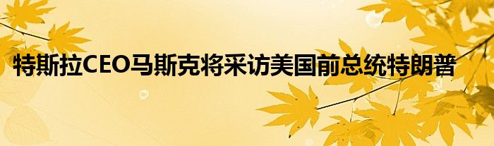 特斯拉CEO马斯克将采访美国前总统特朗普