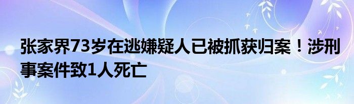 张家界73岁在逃嫌疑人已被抓获归案！涉刑事案件致1人死亡