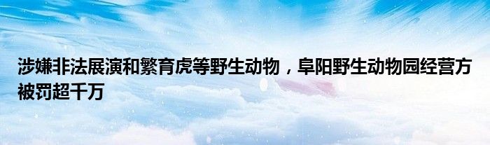 涉嫌非法展演和繁育虎等野生动物，阜阳野生动物园经营方被罚超千万