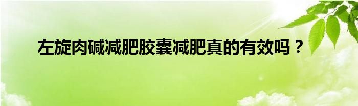 左旋肉碱减肥胶囊减肥真的有效吗？