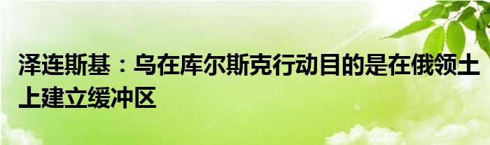 泽连斯基：乌在库尔斯克行动目的是在俄领土上建立缓冲区