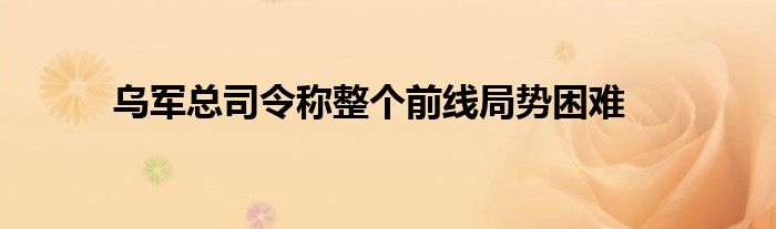 乌军总司令称整个前线局势困难