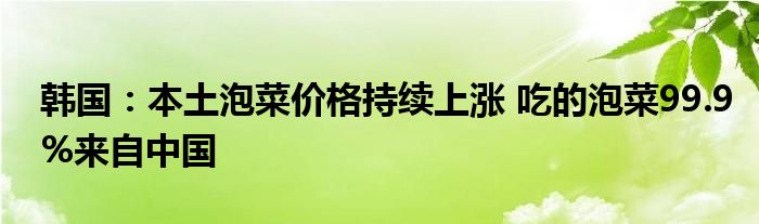 韩国：本土泡菜价格持续上涨 吃的泡菜99.9%来自中国