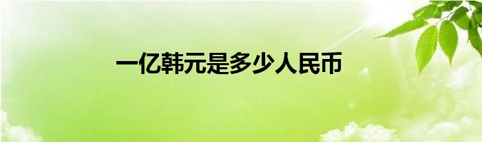 一亿韩元是多少人民币