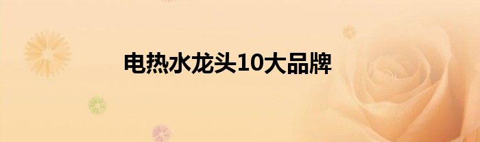 电热水龙头10大品牌