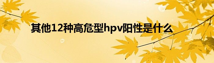 其他12种高危型hpv阳性是什么