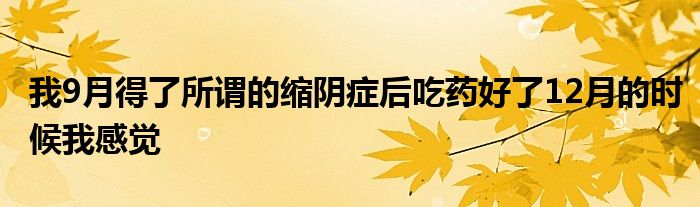 我9月得了所谓的缩阴症后吃药好了12月的时候我感觉