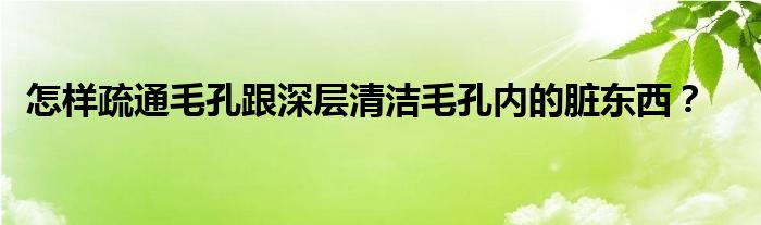 怎样疏通毛孔跟深层清洁毛孔内的脏东西？